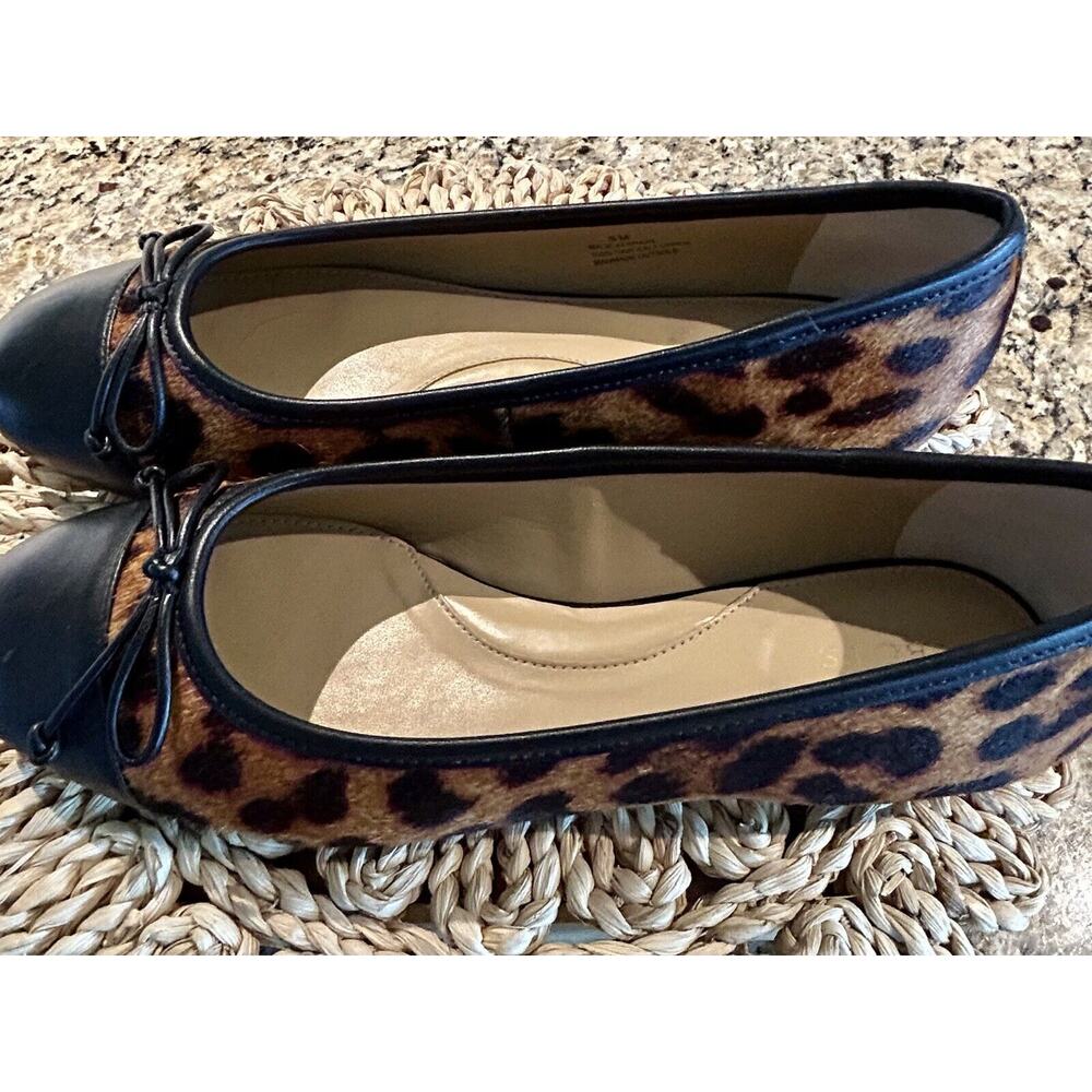 TALBOTS Leopard Print Calf Hair Leather Ballet Flat Cap Toe Women 9 Brazil EUC - Picture 3 of 12